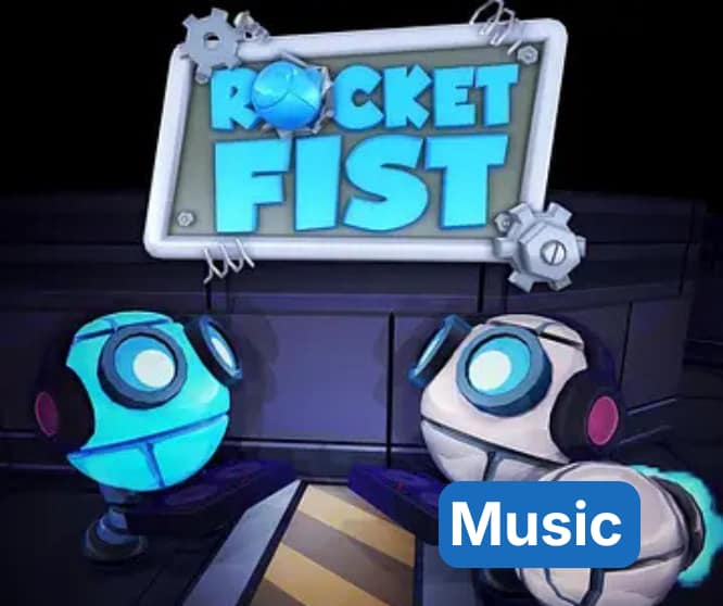 Screenshot de Rocket Fist apresentando uma nova trilha sonora composta para um projeto de rescore.